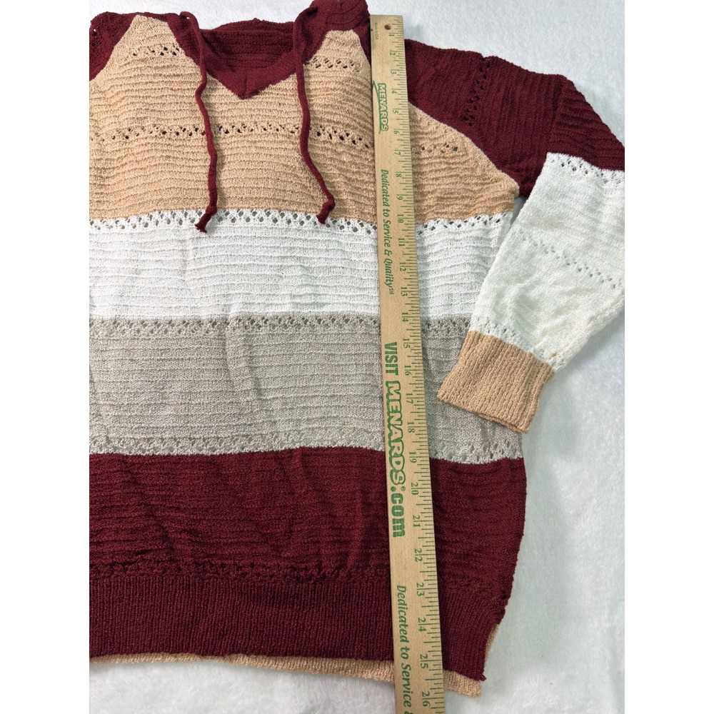 Womens Striped Hooded Sweater‎ Casual Long Sleeve Pullover M - Picture 4 of 7